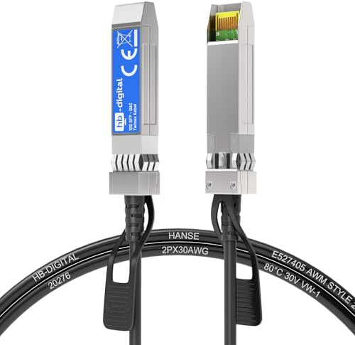HB-DIGITAL 1m 10G SFP+ DAC Kabel Twinax Direct Attach Copper AWG30 1G bis 10Gbit/s Passiv SFP+ auf SFP+ Geeignet für Cisco, Mikrotik, Ubiquiti, TP-Link, D-Link, Netgear