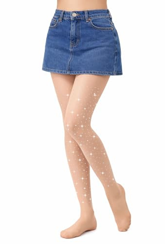 Zidoley Mallas de ballet para niña de 60 deniers, semiopacas y brillantes con pedrería, leggings con forro térmico para niñas (FR/ES, Edad, 6 años, 8 años, Regular, Skin tone)