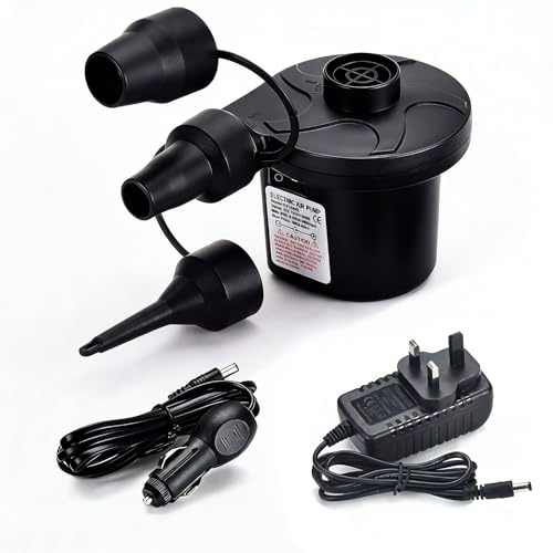 Electric Air Pump, Portable Air Pump for Inflatables with 3 Nozzles | Quick-Fill Inflator/Deflator Pumps for Inflatable Pool, Swimming Ring, Air Mattress Beds, Boats