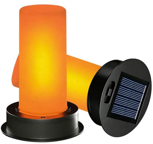 Solarleuchten Ersatz Top, 2 Stück Solar Glühbirne Solarleuchten Ersatzteile Flamme Lampe, IP65 Wasserdicht Ersatz Solarmodul Garten Solarleuchten Ersatzteile für Außen Garten Terrasse (7cm×2)