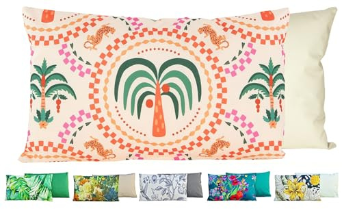 JACK Outdoor Lounge Kissen 30x50cm Motiv Dekokissen inkl. Füllung Wasserfest Sitzkissen Garten Stuhl, Farbe:Palmengarten