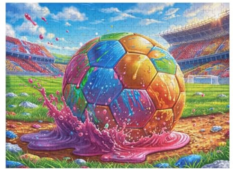 Fußball in den Wellen Puzzle 500 Teile Für Erwachsene Geburtstagsgeschenk Brandung, Spritzer und Kugel Tolle Idee Für Freunde Familie Einzigartiges Motiv Geschenkidee Mit Hoher Druckqualität 500 PCS