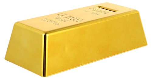 Goldbaarren-Sparschwein ohne Schlüssel und Schloss (Golden)