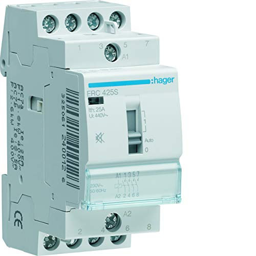 Contactor silencioso manual,25A,4NA,230V