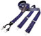 DonDon bretelles hommes larges 3,5 cm avec 4 clips extra-fortes et patch en cuir marron - bleu foncé
