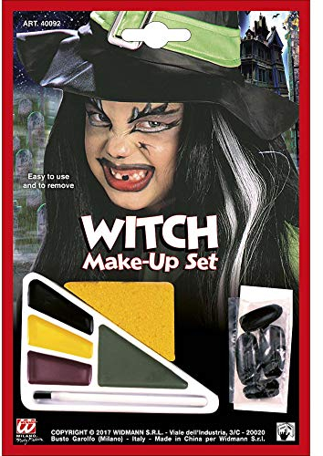 Widmann 40092 - Schminkset, Hexe, mit Fingernägel, Make up Set, Halloween, Mottoparty