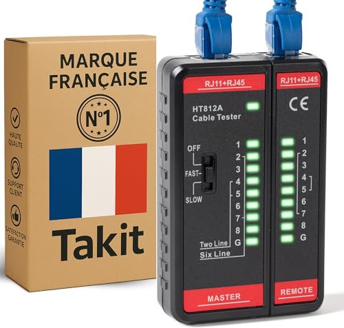 Testeur RJ45 CAT5E à CAT8 - Testeur de Câbles Réseaux Ethernet et Blindage - Marque Française Garantie 5ans