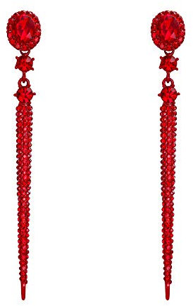Clearine Nagel Ohrringe voll Kristall mode Trendy Oval lange Chandelier Hängend Ohrstecker Ohrschmuck Rot Schwarz-Ton
