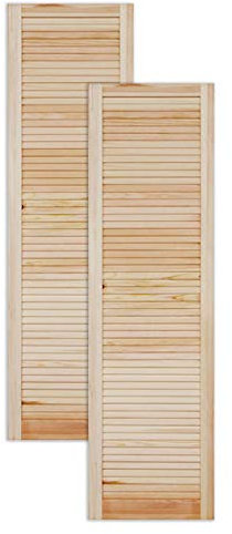 Lamellentür Holztür Natur 1400 x 394 x 21 mm mit geschlossenen Lamellen für Regale, Schränke, Möbel | Kiefer Holz unbehandelt | Doppel-Paket 2-er Pack