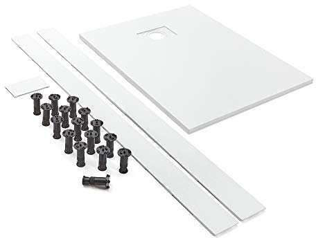 Milano Rasa White Textured Slate Effect Rectangular Shower Tray Riser Kit - 1400mm x 800mm