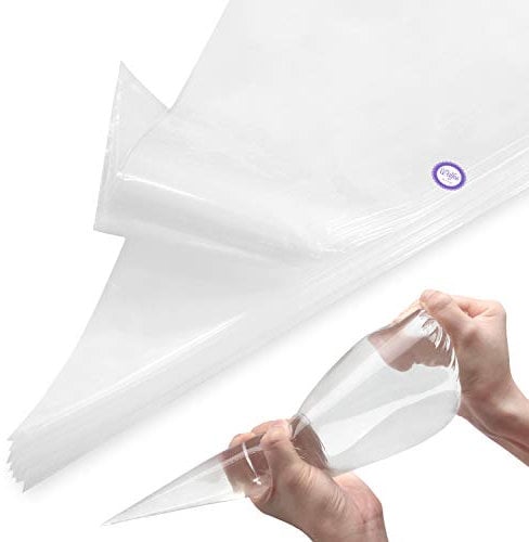 Walfos Disposable Piping Bags -14 Inch Pack of 100 Thick, Tear-Proof Icing Bags for Frosting, Dessert & Cake Decoration -Easy to Grip Fit for Professional Baking Lover Clear