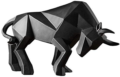 Vinbcorw Bulls-Skulptur, Bull-Statue, Kunstharz, Heimdekoration, Börsenmarkt, Glücksstatuen, abstrakte Figur, Business-Geschenk, Heimdekoration, modernes ZubehörSchwarz