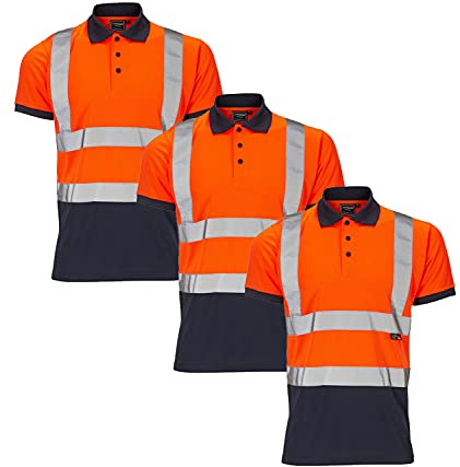 Hi Vis Polo High Visibility Reflective Long Sleeve T-Shirt Polo Safety Work Tops | Multipacks