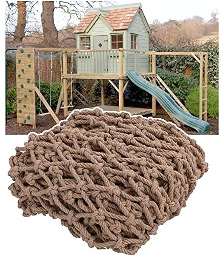 Hanfnetz für Heimwerkerbaumhaus Kinderspielhaus im Hinterhof Hochleistungskletternetz Stabiler Spielplatzzaun Absturzsicherungsnetz für Balkon Treppe Hängemattennetz 12mm Dicke,2 * 4m(6.6 * 13.1ft)