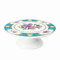 fanquare Support à Gâteau en Porcelaine Florale de 10 cm, Assiette à Gâteau Ronde Bleue avec Bordure Dorée, Fourniture de Décoration de Dessert