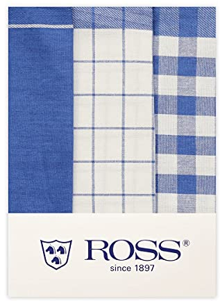 Ross 3er Pack Baumwoll-Geschirrtuch 1605 blau, 50x70 cm