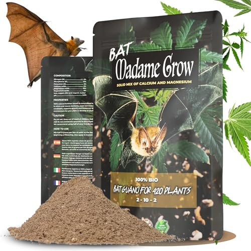MADAME GROW Dünger Pflanzen - Pflanzendünger Cannabis - Dünger für grüne Pflanzen - Pflanzendünger grüne Pflanzen - Guano-Substrat für grüne Pflanzen (BAT GUANO 500g)