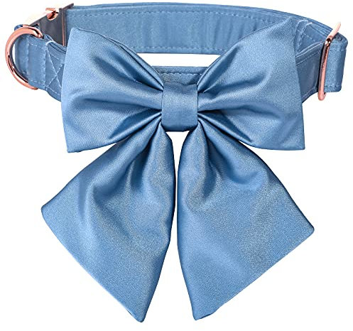 Lionet Paws Hundehalsband Fliege - komfortable Seide Hundehalsband mit abnehmbaren Fliege für kleine Hunde, Hals 25-40cm