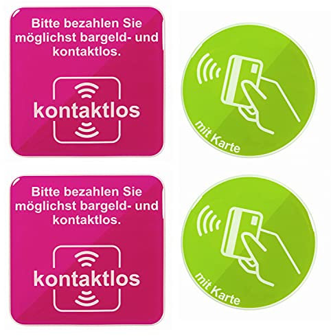 BIKE-label Schild 3D Aufkleber 8x8 cm - Dm 7 cm 2 Motive je 2 Stück bargeldlos zahlen 900177VE