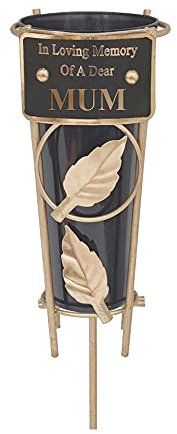 Grabvasen mit Spieß Grabschmuck - Gedenktafeln/Schwarze Vasen Blumenhalter mit personalisierten Zitaten; Metallspikes Grabschmuck in liebevoller Erinnerung an Ihre Lieben (Mama)