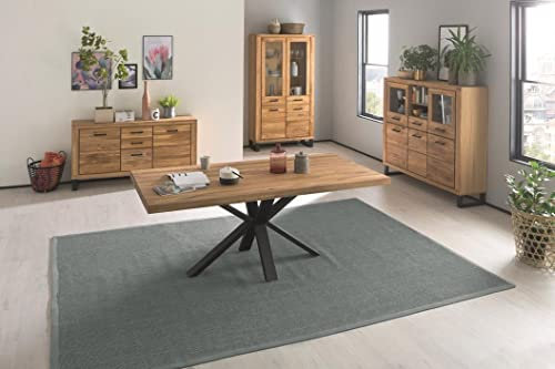 möbelando Esstisch >Eastbourne< in Eiche aus Massivholz,Metall - 200x76x100cm (BxHxT)