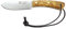 joker Coltello Bushcraft Coltello da caccia, manico in legno d'ulivo di 11,5 cm, lama di 10,5 cm, Include selce + fodero in pelle di colore marrone scuro. Coltello di J.Sabater.