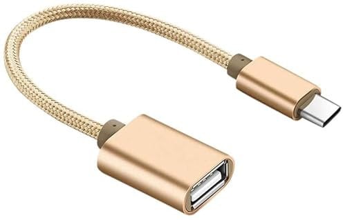Adaptateur Type C/USB pour WIKO Power U30 Smartphone & Mac USB-C Clef Connecteur (Or)