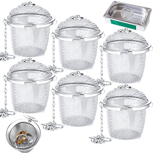 Ultrasonic Cleaner Baskets Ultrasonic Cleaning Solution Ultrasonic Parts Cleaner Jewelry Steam Cleaner Basket Cleaning Small Holder with Lock and Hook Stainless Steel (6 Pieces,1.9 Inch)