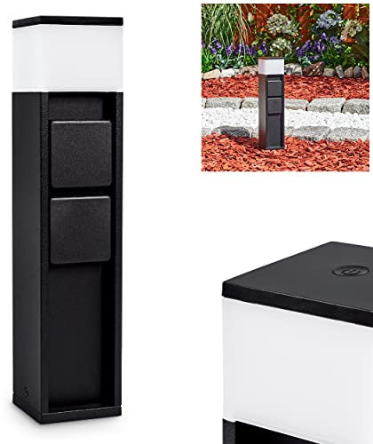 LED Steckdosenleuchte Papacal, Steckdose mit Leuchte aus Aluminium/Kunststoff in Schwarz/Weiß, Sockelleuchte mit 2 Steckdosen, 2 x max. 3500 Watt, 16A 250 V, 1 x LED 11 Watt, 750 Lumen 3000 Kelvin