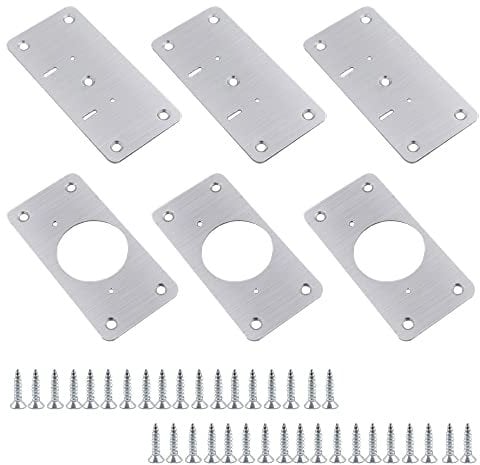 6 Pcs Stainless Steel Cabinet Hinge Repair Kit with 36 Pcs Fixing Screw for Kitchen, Wood Furniture, Wardrobe, Window, Drawer, Cupboard Door