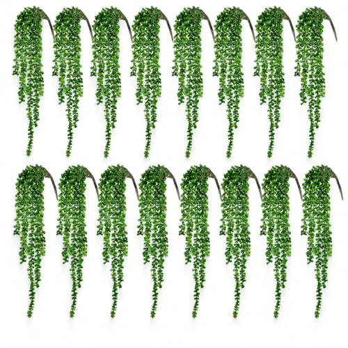 Künstliche Sukkulenten, große, hängende Pflanzen, 61 cm, große künstliche Perlenschnur, künstliche Pflanzen, Wandgrün, Dekoration für Haus, Garten, Dekoration (frischer Stil, 16 Stück)