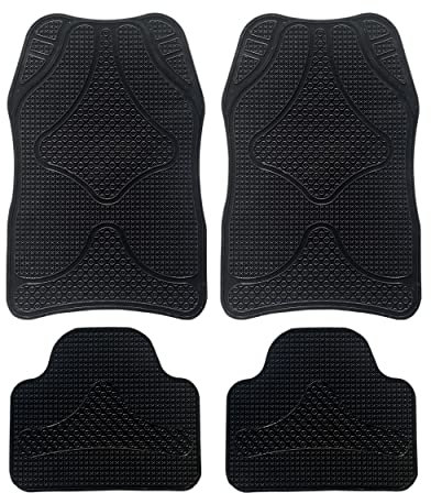 Auto Accessori Lupex AAL-TAP-8C Universal-Autofußmatten aus Gummi, 4 Stück, vorne und hinten, Schwarz, Zubehör für den Innenbereich