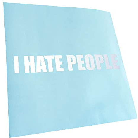 Kiwistar - Autoaufkleber - Mattweiss - 20x3cm I hate people - Heckscheibe Auto Aufkleber wetterfest für Kfz LKW Mofa Truck - Sticker außen selbstklebend Tuning Zubehör für Fenster Fahrzeug Scheibe