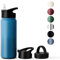 Vinsun Trinkflasche Edelstahl 500ml blau - auslaufsicher, Kohlensäure geeignet, BPA frei - 3 Deckel - Thermosflasche Sport, Outdoor, Schule, Uni, Fahrrad, Büro, Wandern