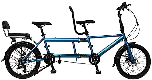 Klapprad für Erwachsene,Tandemrad zum Radfahren,Klassisches Tandem-Beach Cruiser-Fahrrad für Erwachsene für Familie,7-fach verstellbar,max Belastung 200kg,Dreisitzer,Größe 210x35x110cm/110x35x62cm