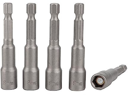 Socket Set 1/4 Drive 5pcs Set, 8mm Quick-Change Impact Drill Driver Bit, Air Screw Driver Socket Adapters, Nut Driver, Universal 1/4 Hex Shanks