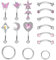 Kakonia 15Pcs 16G Piercing Rook pour Femme Sourcils Anneaux en Acier Inoxydable Ventre Anneau De Lèvres Cartilage Cerceau Rook Daith Boucles D'oreilles Tragus Helix Rook Piercing Bijoux Rose