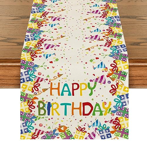 Artoid Mode Happy Birthday Geschenke Geburtstag Tischläufer, Feier Dekoration Küche Tisch Draußen Drinnen Party Dekor 40x180 cm