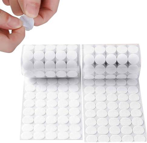 NVTRSD 200 Stück Klettpunkte Selbstklebend 20mm 100 Paar Klett Selbstklebend Klebepunkte Doppelseitig Klebepads Klettverschluss Selbstklebend für Stoff,für Papier,Metall,Kunststoff,Glas,Leder Weiß