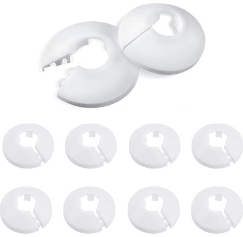 Lot de 10 cache-tuyaux de radiateur - En plastique - Décoration pour tuyaux de radiateur (blanc, 25 mm)