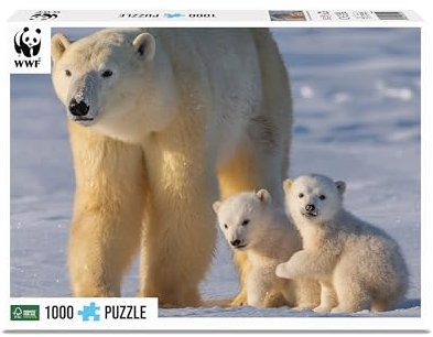 Ambassador 7230024 Polarbären, 1000 Teile Puzzle für Erwachsene und Kinder ab 10 Jahren, WWF Tierpuzzle, Eisbär