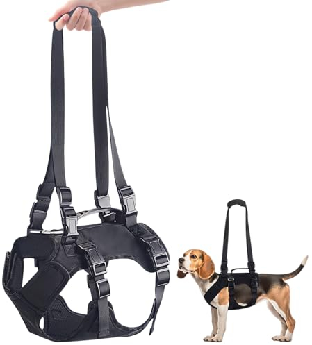 Hundegeschirr,Hundegeschirr Mittelgroße Grosse Kleine Hunde mit Griff Brustgeschirr,Geschirr Hund,Sicherheitsgeschirr Hund mit 3 Griffen, Abnehmbare Verstellbare Schultergurte (L)