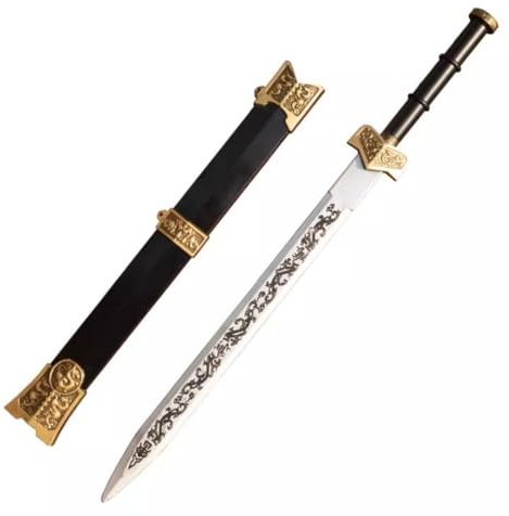 DAMDOS Épée de samouraï de la dynastie Han pour jeu de rôle, anniversaire et cadeaux (doré)