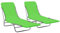 ZEYUAN Lot de 2 chaises longues pliantes en acier et tissu vert, chaises longues de jardin extérieur, chaise longue de piscine, lit de jardin extérieur, chaise longue de plage