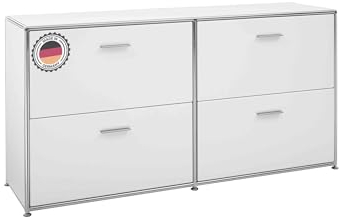 Bosse modulares Sideboard Kommode weiß Chromgestell Design mit 4 Fächern - Made in Germany