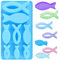 Emafymb 2 Stück Silikonform Fisch, 16 Gitter Fisch Silikonformen für Raysin, Silikonform Fische Silikon Gießform Silikonformen für Seife, Kuchen, Dessertherstellung Kommunion Taufe Deko