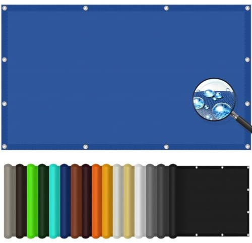 Sonnensegel Wasserdicht 1.2 x 5 m PES Polyester 98% Uv-Schutz Reißfest Wetterfest Sonnenschutz Segel mit Befestigungsseile für Garten Terrasse Carport, Dunkelblau