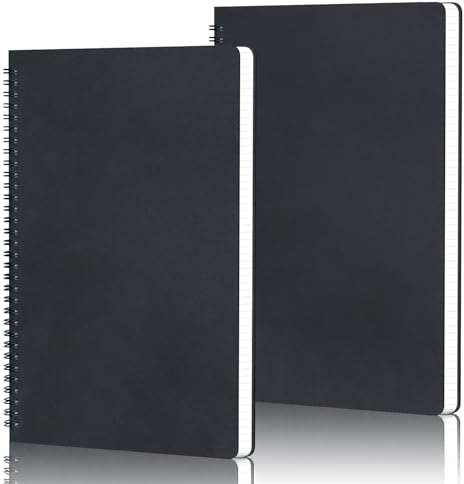 Yarotm Notizbuch Kariert B5-2 Stück Notizblock Spiralbindung 18.5x26cm - 100g/m² Kariert Notebook B5 Ringbuch Notizbücher - 120 Seiten B5 Tagebuch Spiralblock Reisetagebuch Schwarz