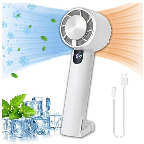 MeLtor Mini Ventilatore, Con Foglio Di Raffreddamento,2000mah,Ricaricabile, Regolabile a 3 Velocità,Silenzioso Ventilatore Piccolo per Viaggi, Trucco, All'aperto,white