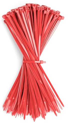 GUNGY Fascette Plastica Rosso 200 x 3,6 mm Fascette Elettricista Nylon per Cablaggio Cable Management Giardinaggio Forza di Rottura 18kg 100 Pezzi